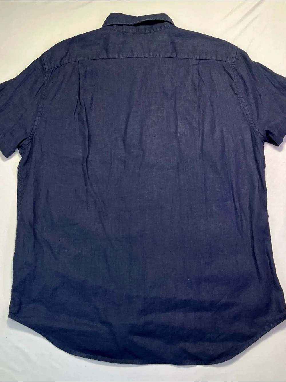 J. Crew Men’s Irish Linen Lightweight Short-Sleeve Button-Down Shirt Navy - L